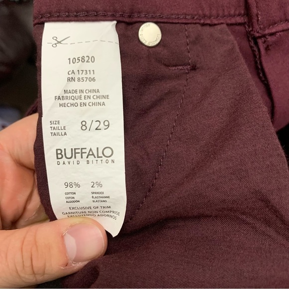 Buffalo David Bitton Women’s Hope Burgundy Mid‎ Rise  Skinny Jeans 8 / 29 NWT - Picture 5 of 6